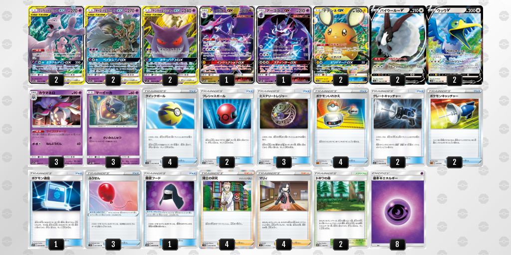 ミュウ&ミュウツーGX ミュウミュウ オーロット&ヨノワールGX アーゴヨンGX デデンネGX デッキ レシピ