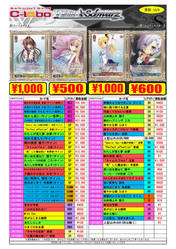 ヴァイスシュヴァルツ サーカス20thAnniversary 買取
